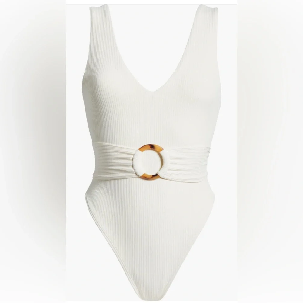 MONTCE SWIM Kim One Piece Swimsuit, Cream Rib, Large , BRAND NEW WITH TAG, $218